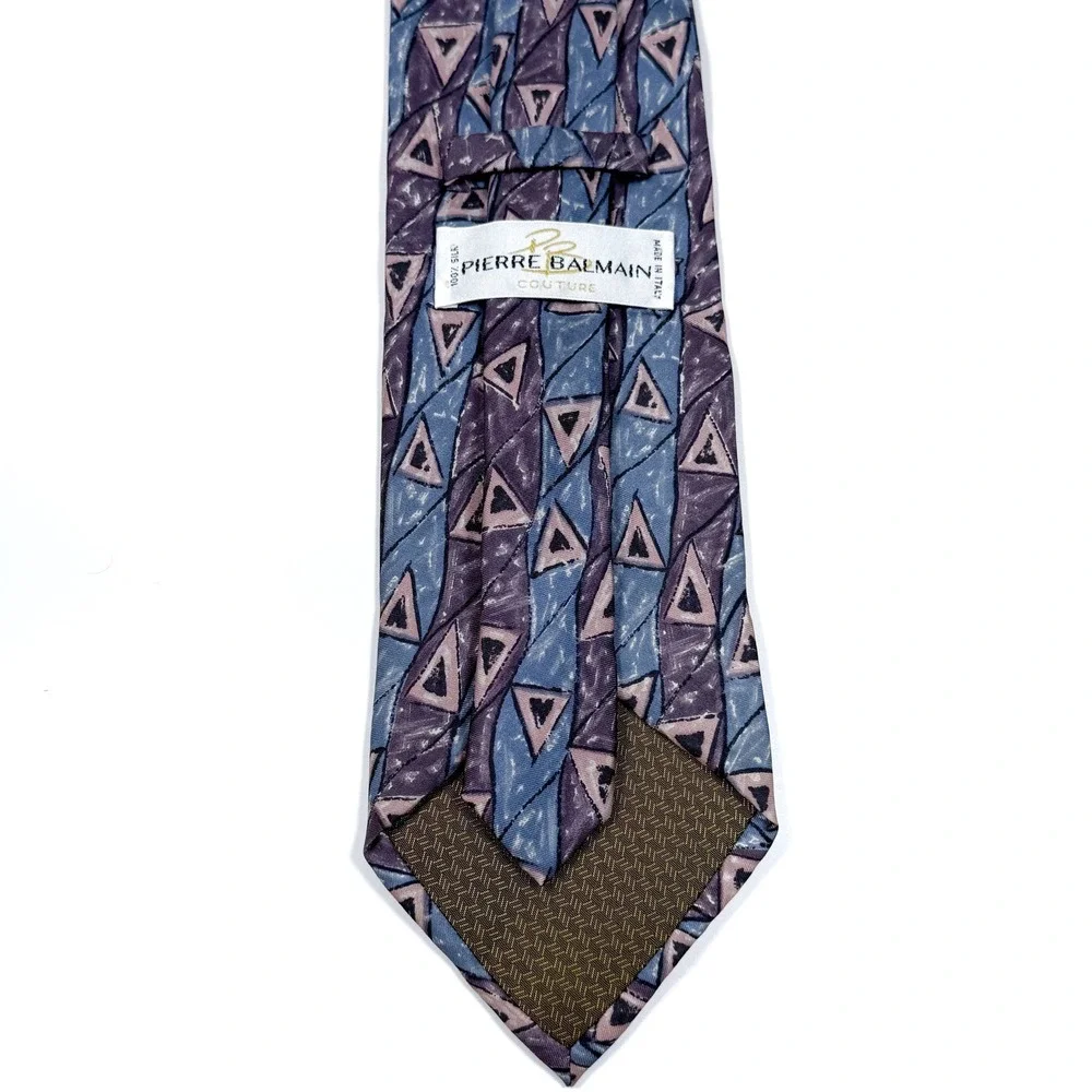 Pierre‎ Balmain Couture Silk Geometric Triangle Neck Tie - L: 57